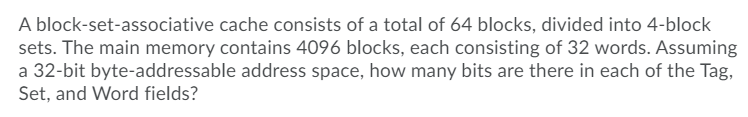 Solved A Block Set Associative Cache Consists Of A Total Of Chegg