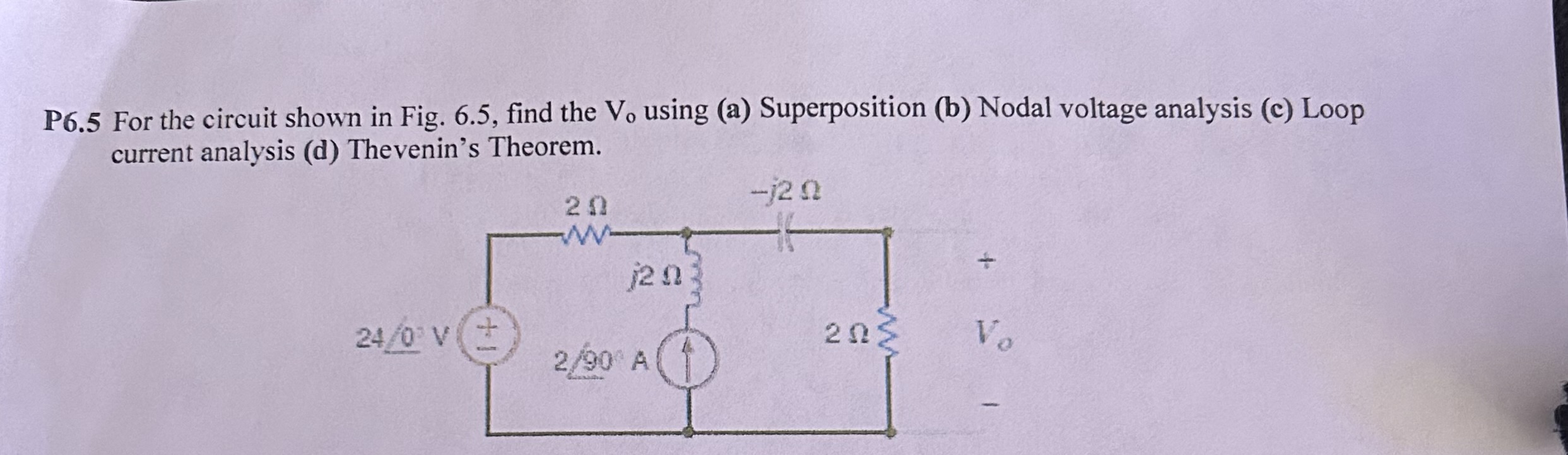 Solved P6 5 For The Circuit Shown In Fig 6 5 Find The Vo Chegg