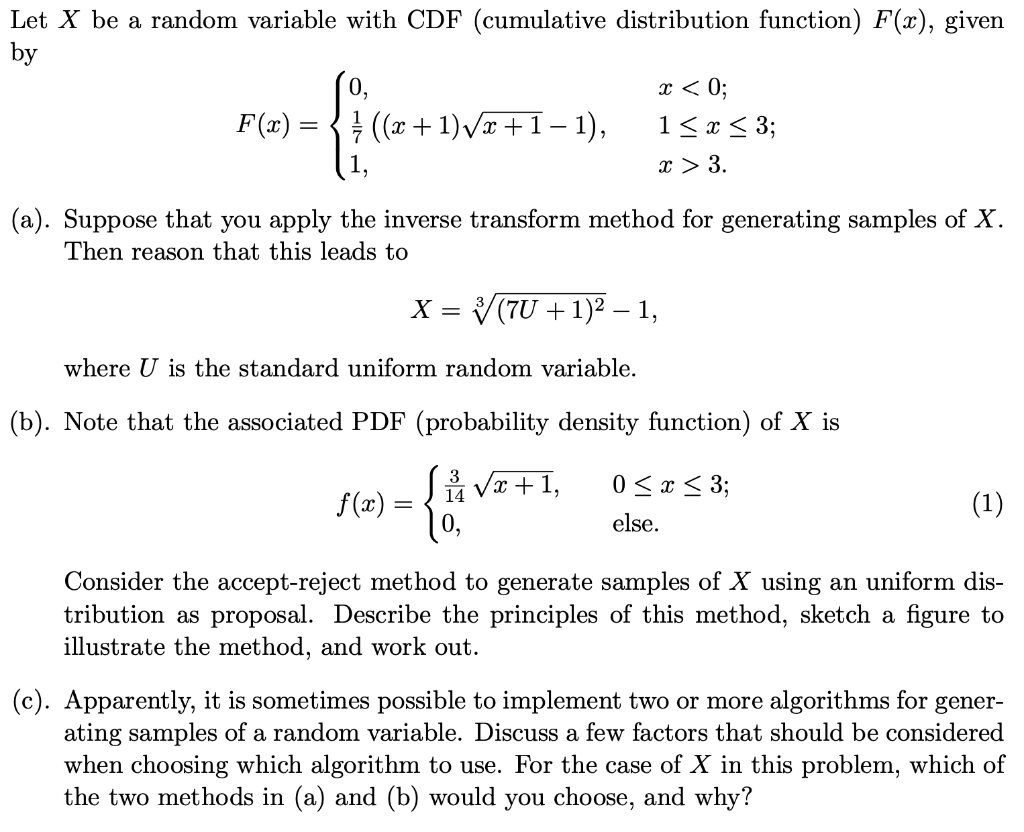 Solved Let X Be A Random Variable With Cdf Cumulative Chegg