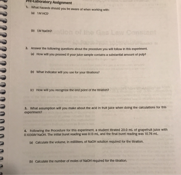 Solved Pre Laboratory Assignment What Hazards Should You Chegg