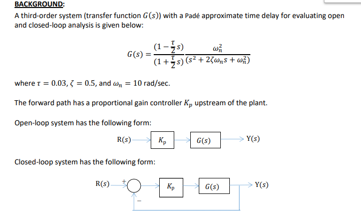 A Third Order System Transfer Function G S With A Chegg