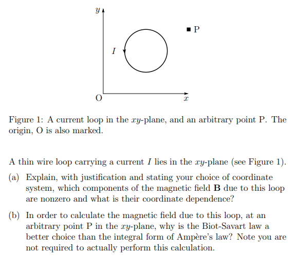 Solved Y P 1 2 Figure 1 A Current Loop In The Xy Plane Chegg