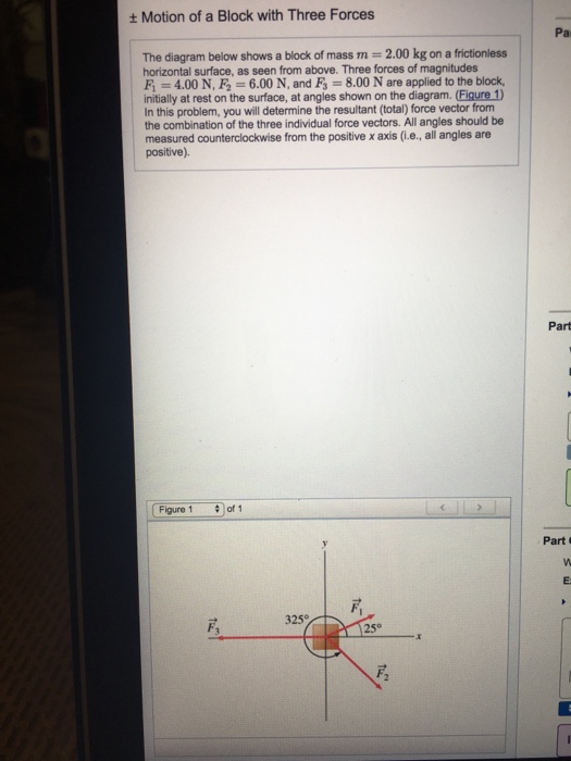 Solved Motion Of A Block With Three Forces Pa The Diagram Chegg