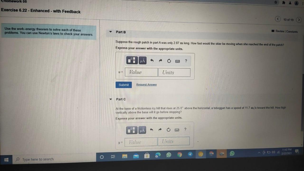 Solved Use The Work Energy Theorem To Solve Each Of These Chegg