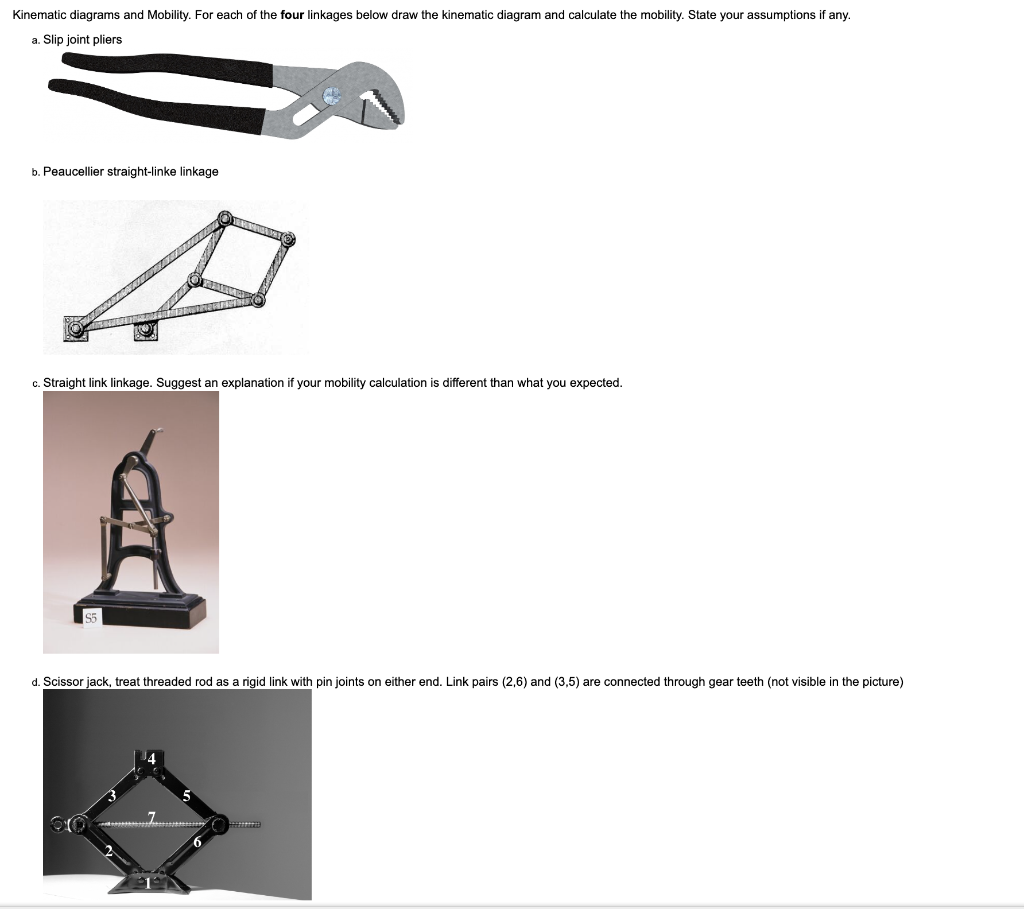 Solved Kinematic Diagrams And Mobility For Each Of The Four Chegg