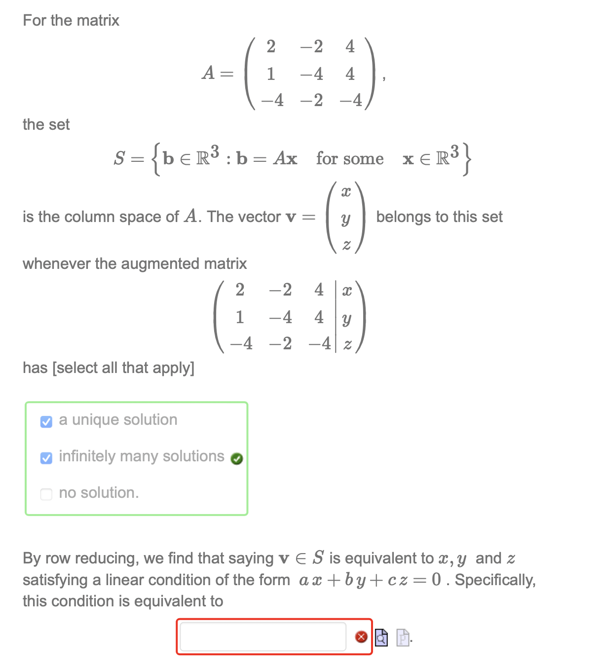 Solved For The Matrix A 214242444 The Set Chegg