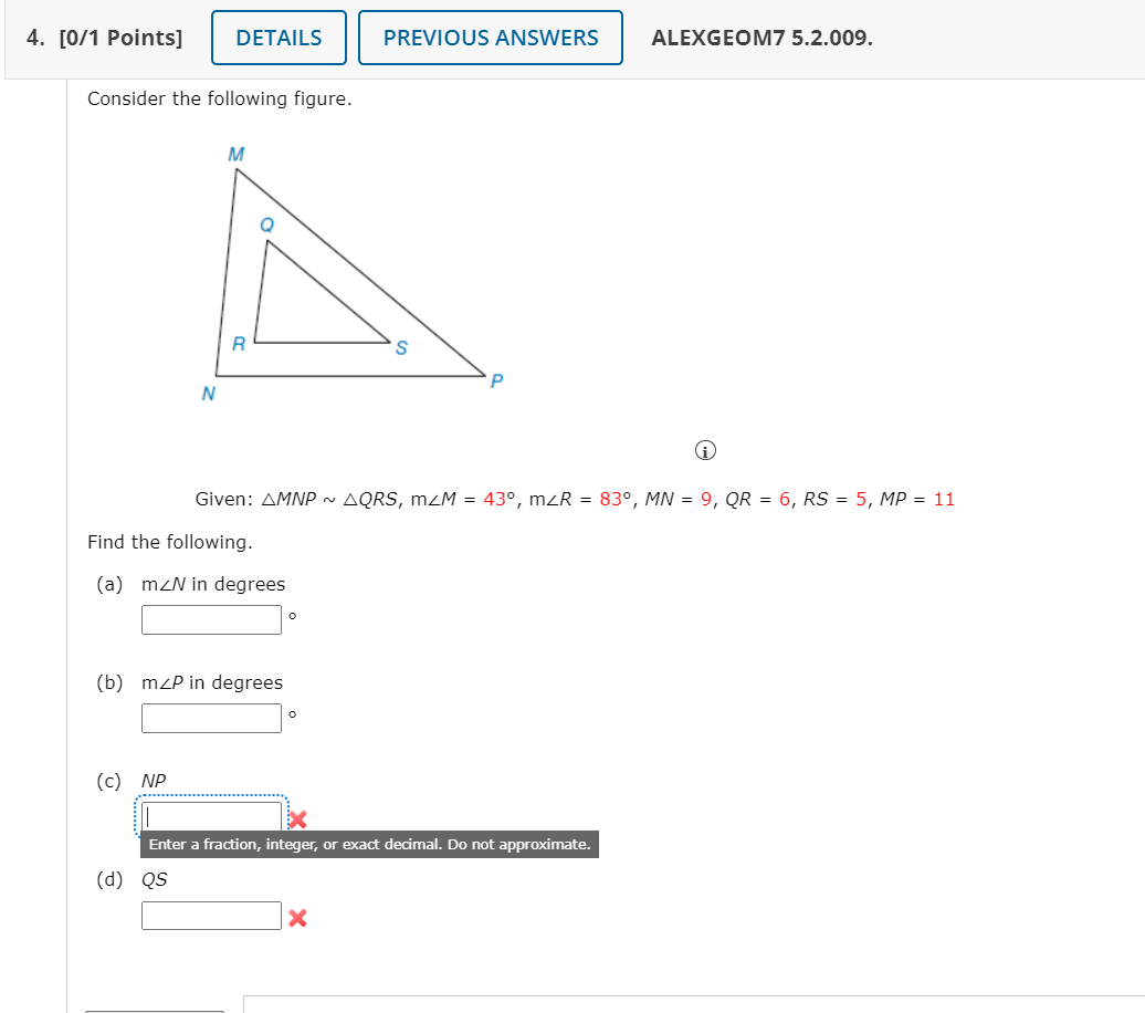 Solved Points Details Previous Answers Alexgeom Chegg