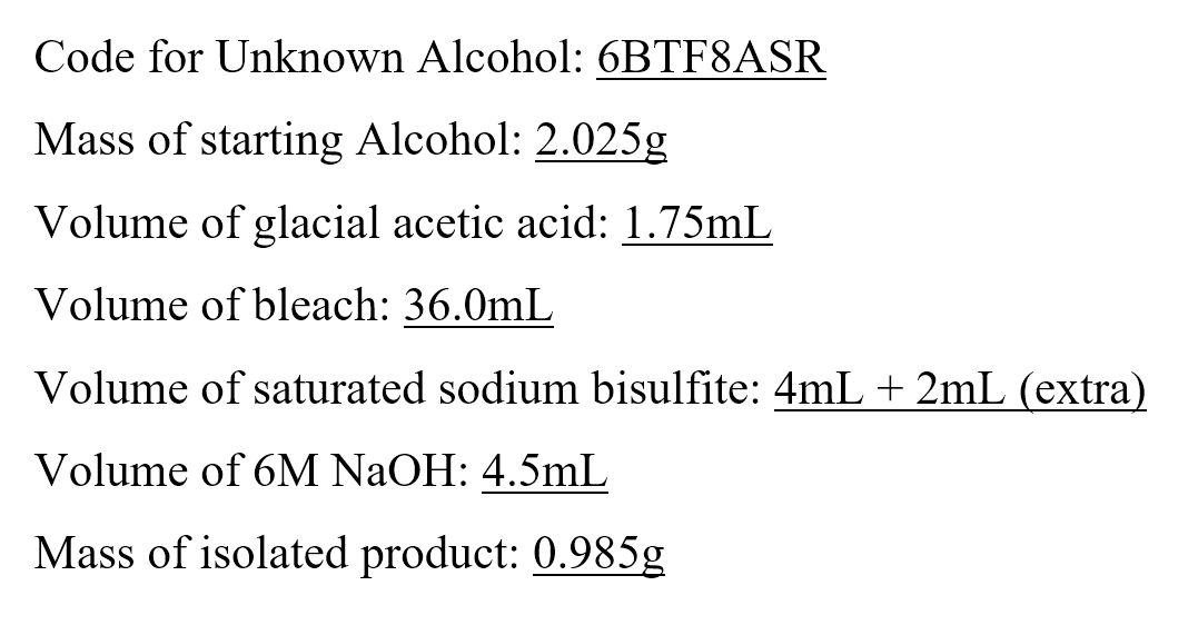 Solved OXIDATION OF AN UNKNOWN ALCOHOL Hi It S Been A Chegg