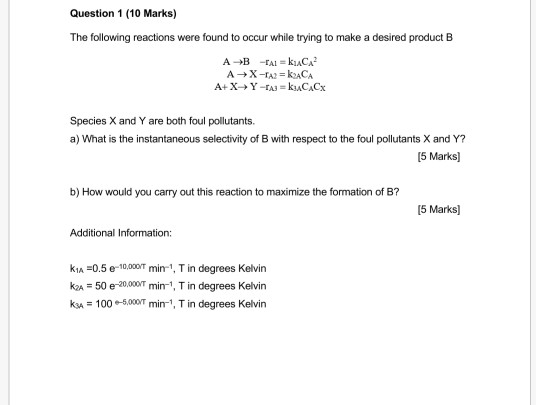 Solved Question Marks The Following Reactions Were Chegg