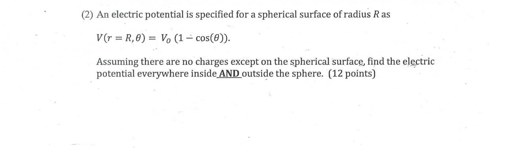 Solved 2 An Electric Potential Is Specified For A Chegg