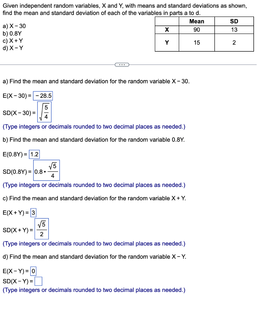 Solved Given Independent Random Variables X And Y With Chegg