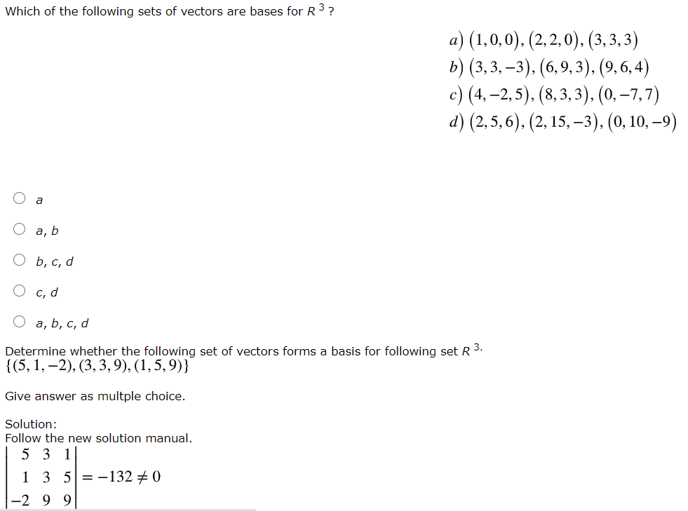 Solved Which Of The Following Sets Of Vectors Are Bases For Chegg