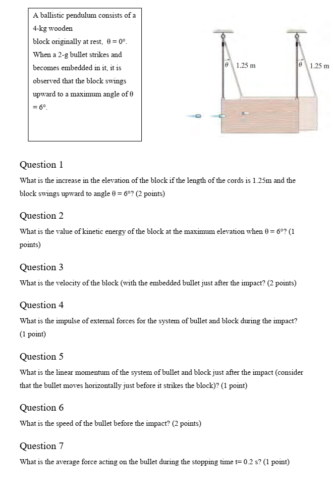 Solved A Ballistic Pendulum Consists Of A Kg Wooden Block Chegg