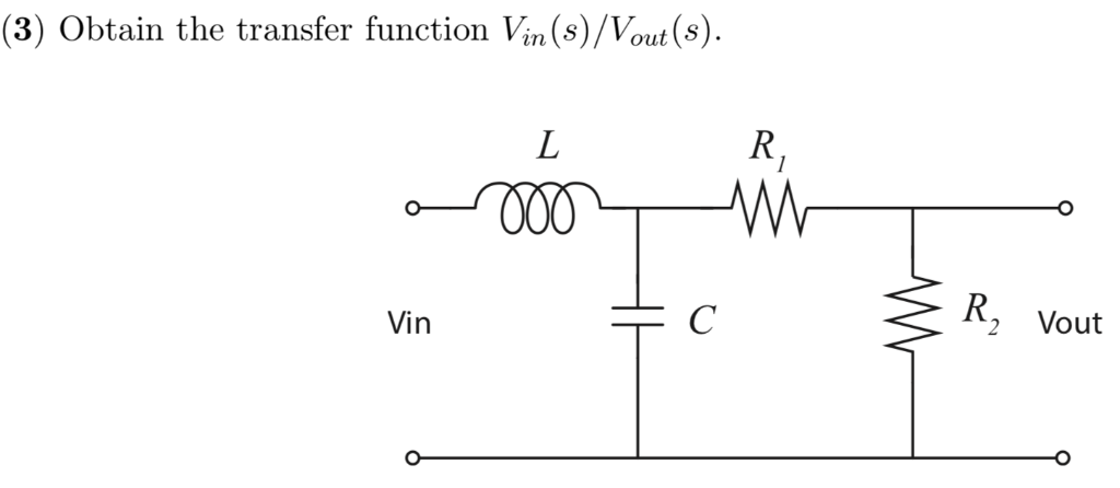 Solved 3 Obtain The Transfer Function Vin S Vout S R2 Chegg