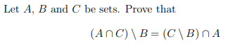 Solved Let A B And C Be Sets Prove That Anc B C B Na Chegg