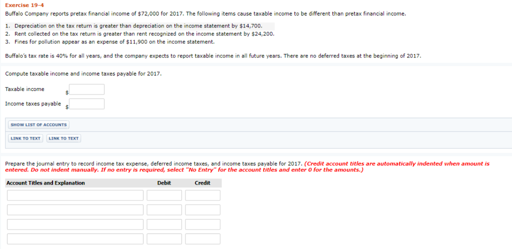 Solved Exercise Buffalo Company Reports Pretax Chegg