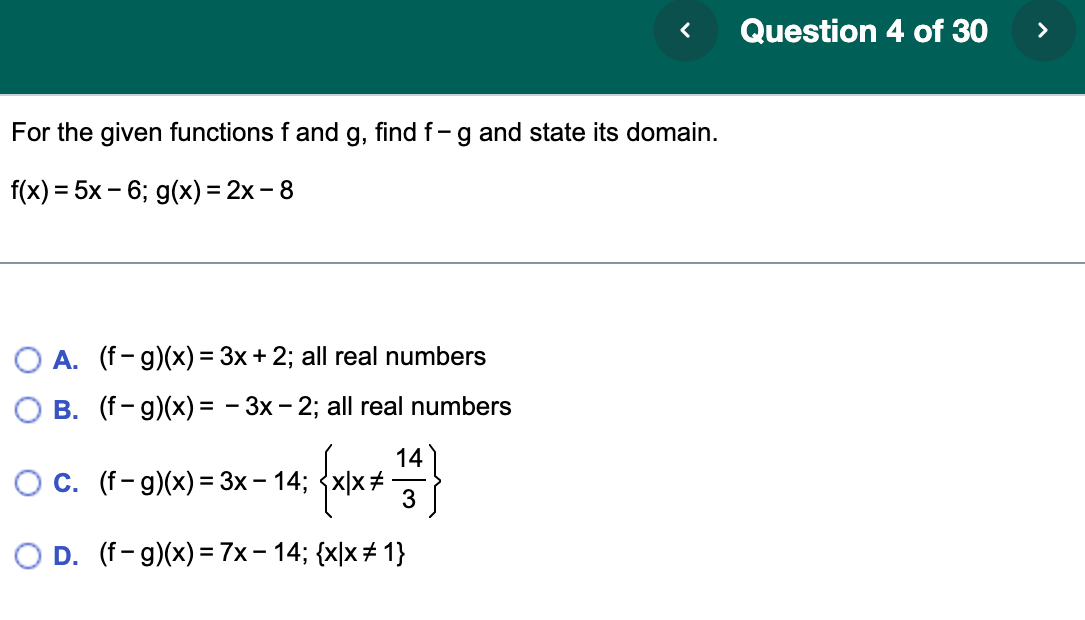 Solved For The Given Functions F And G Find Fg And State Chegg