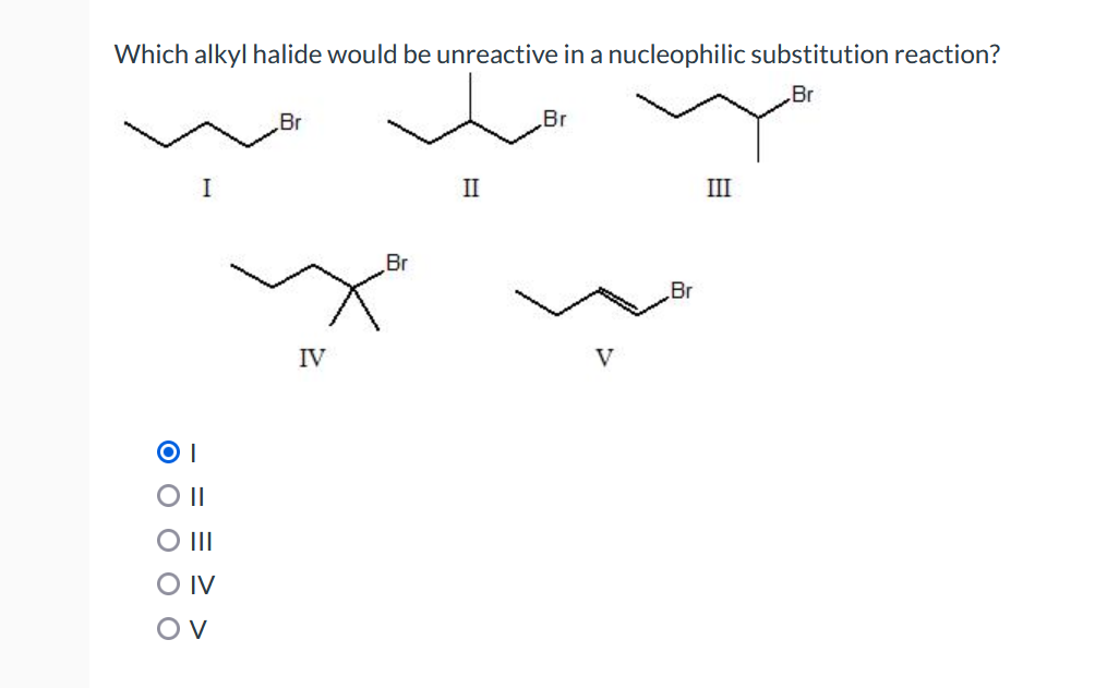 Solved Which Alkyl Halide Would Be Unreactive In A Chegg