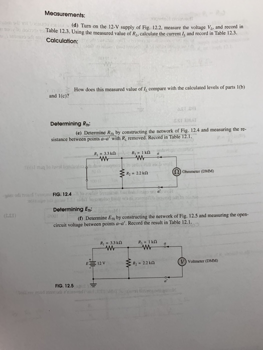 Solved PROCEDURE Part 1 Thevenin S Theorem Calculation A Chegg