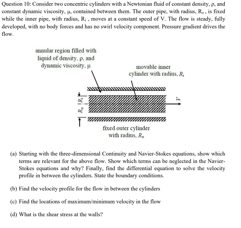 Question 10 Consider Two Concentric Cylinders With A Chegg