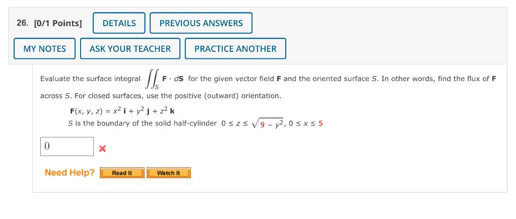 Solved Evaluate The Surface Integral SFdS For The Given Chegg