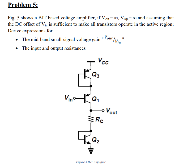 Solved Fig Shows A Bjt Based Voltage Amplifier If Chegg