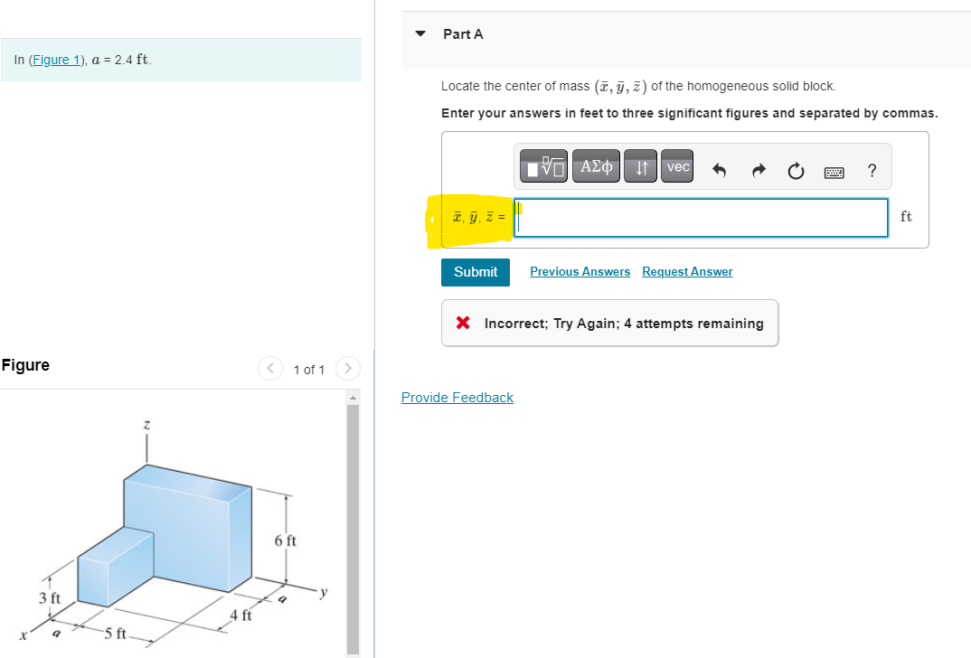 Solved Locate The Center Of Mass X Y Z Of The Chegg