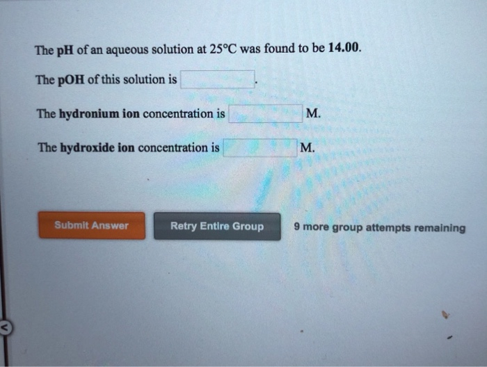 Solved The POH Of An Aqueous Solution At 25C Was Found To Chegg