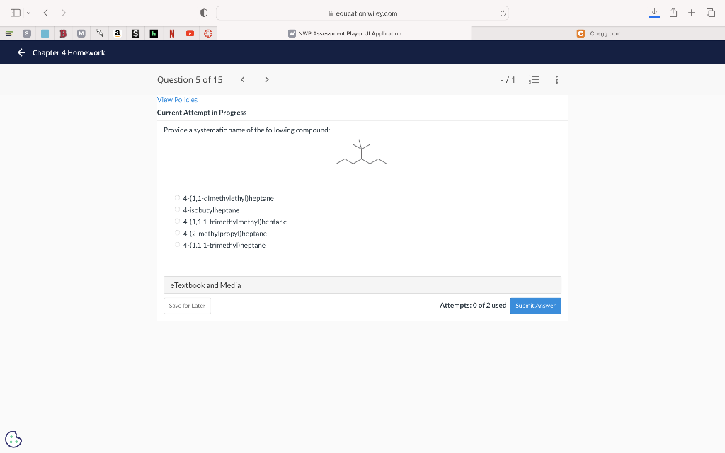 Solved Provide A Systematic Name Of The Following Compound Chegg