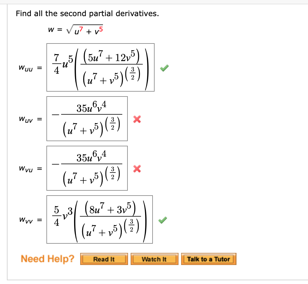 Solved Find All The Second Partial Derivatives W Vu V Chegg