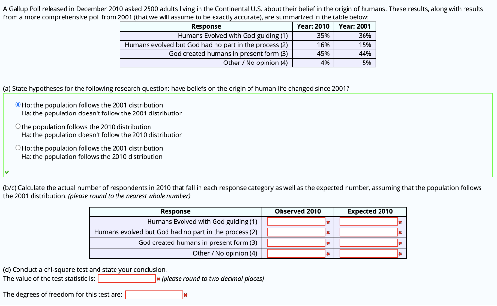 Solved A Gallup Poll Released In December Asked Chegg