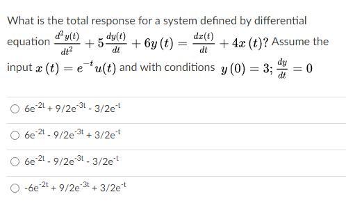 Solved What Is The Total Response For A System Defined By Chegg