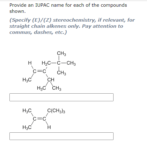 Solved Provide An IUPAC Name For Each Of The Compounds Chegg