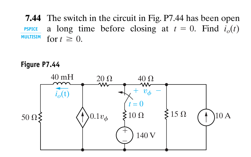 Solved The Switch In The Circuit In Fig P Has Been Open Chegg