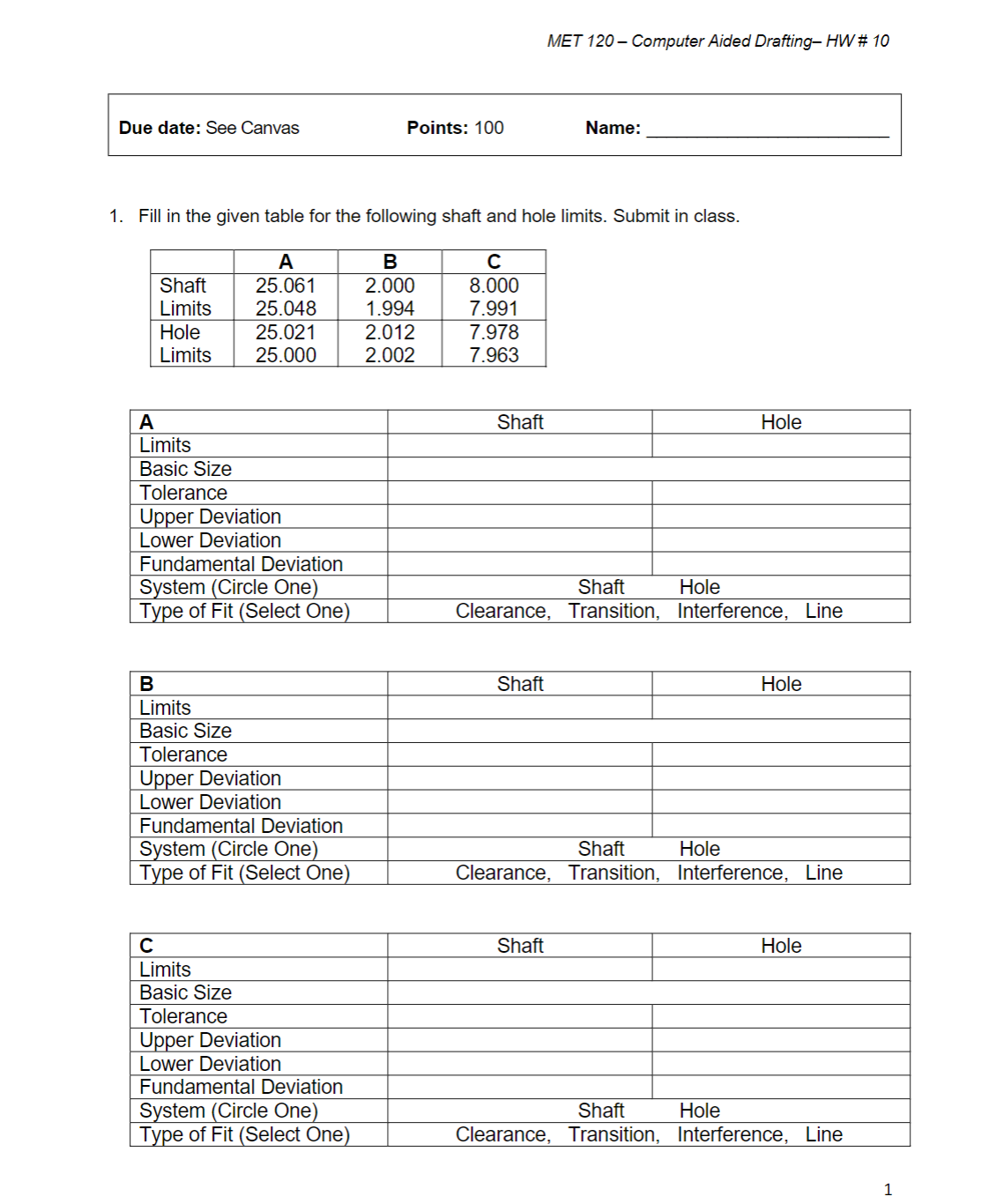 Solved Fill In The Given Table For The Following Shaft Chegg