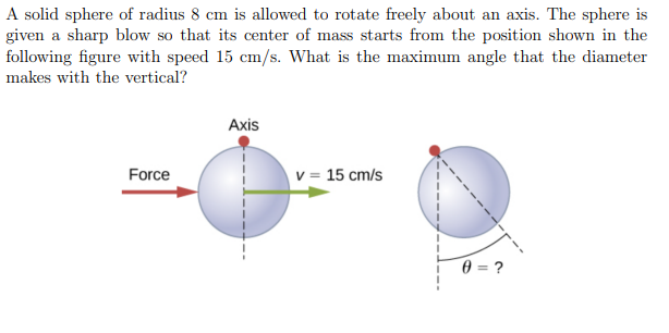 Solved A Solid Sphere Of Radius 8 Cm Is Allowed To Rotate Chegg