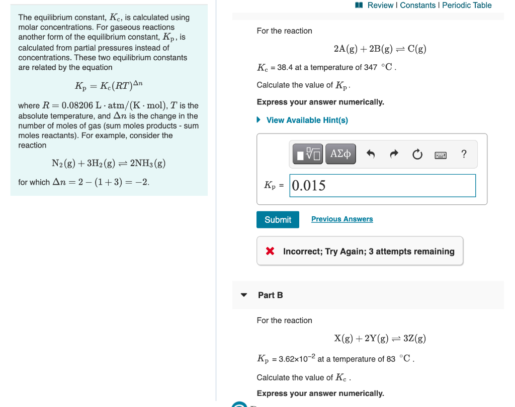 Solved Review Constants Periodic Table For The Reaction Chegg