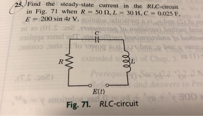 Solved Find The Steady State Current In The Rlc Circuit Chegg