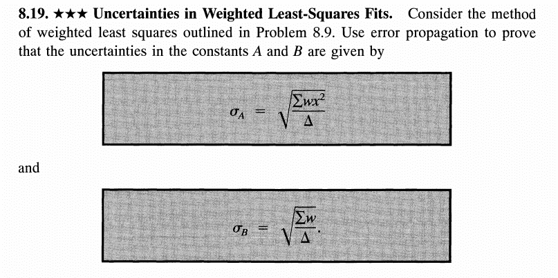 Uncertainties In Weighted Least Squares Chegg