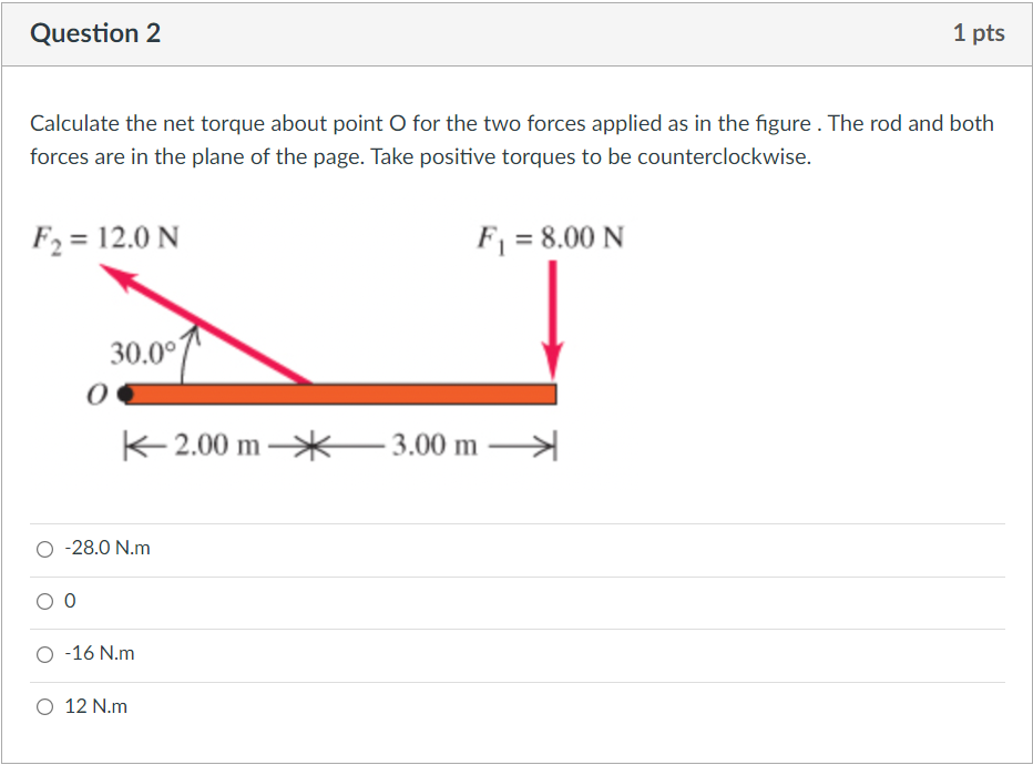 Solved Question Pts Calculate The Net Torque About Point Chegg