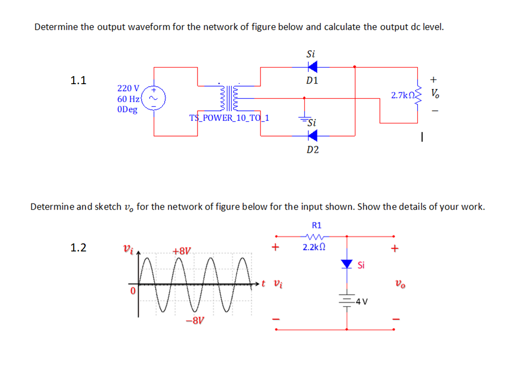 Solved Determine The Output Waveform For The Network Of Chegg