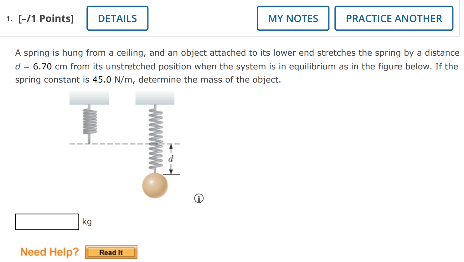 Solved A Spring Is Hung From A Ceiling And An Object Chegg