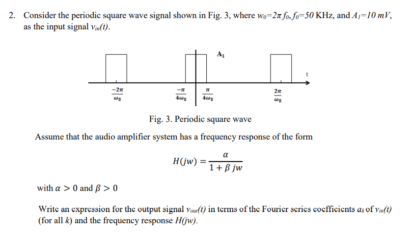 Solved Consider The Periodic Square Wave Signal Shown In Chegg