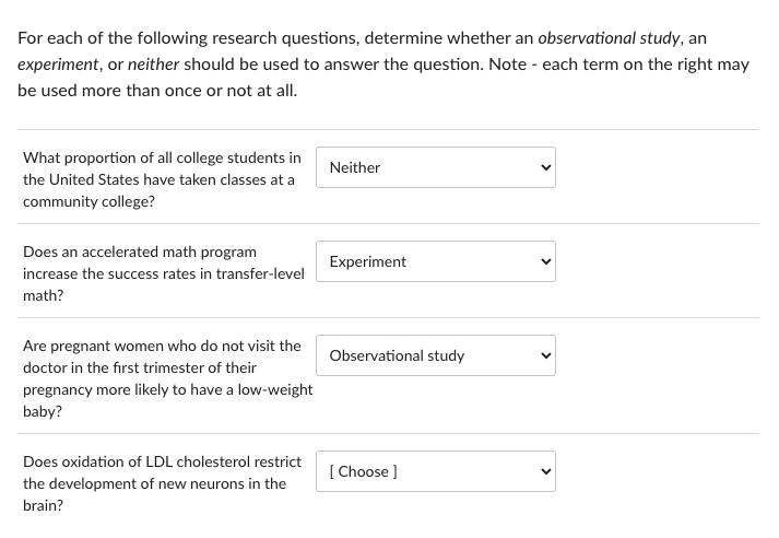 Solved For Each Of The Following Research Questions Chegg