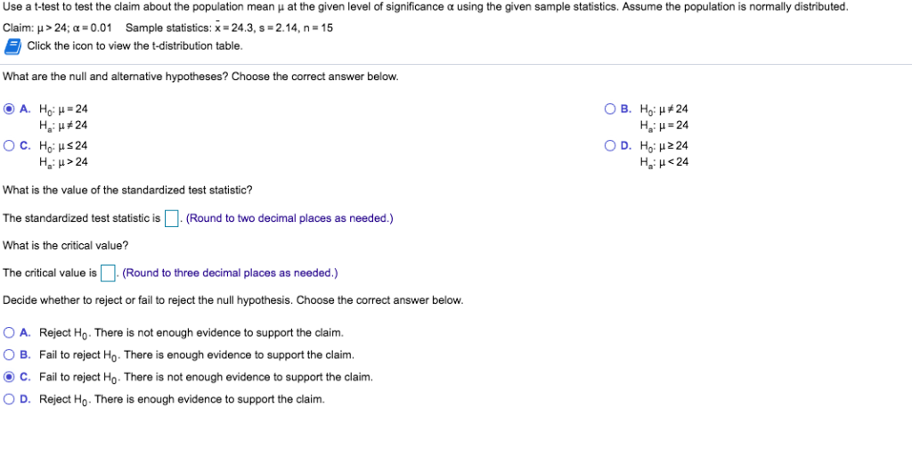 Solved Use A T Test To Test The Claim About The Population Chegg