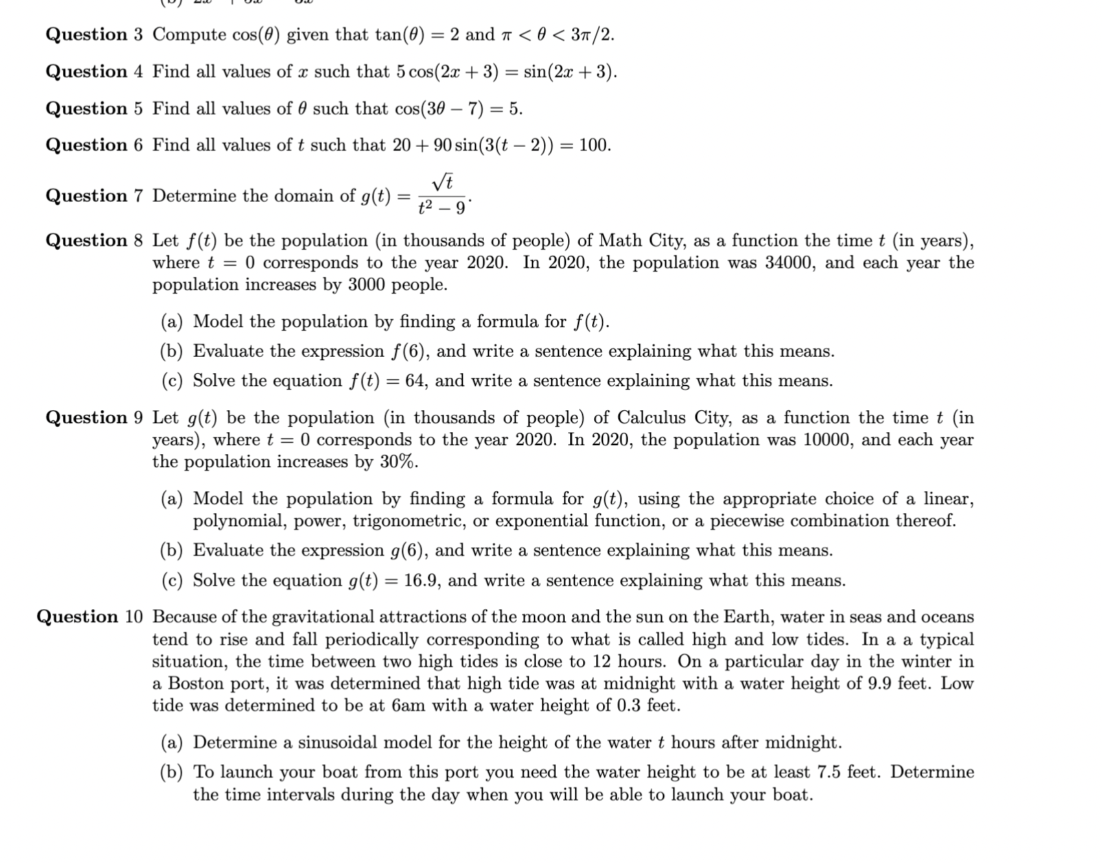 Solved Question Compute Cos Given That Tan And Chegg