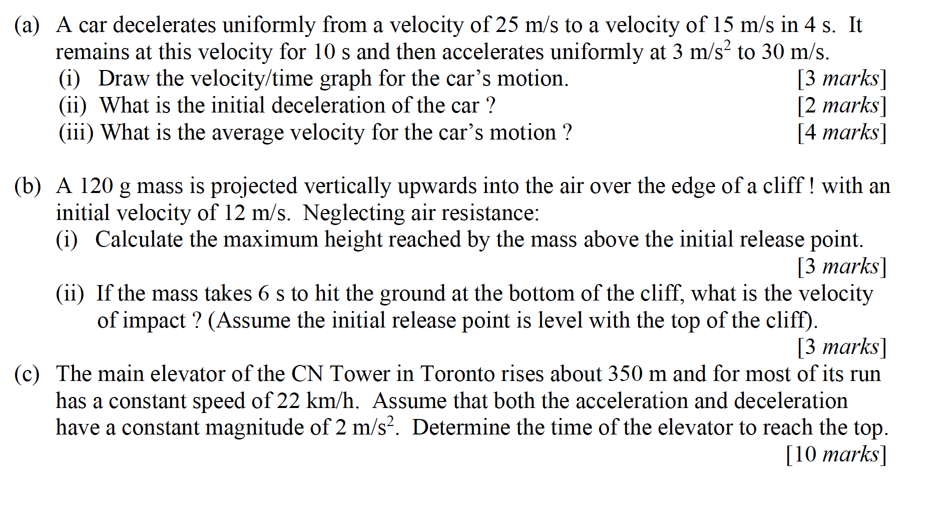 Solved A A Car Decelerates Uniformly From A Velocity Of Chegg