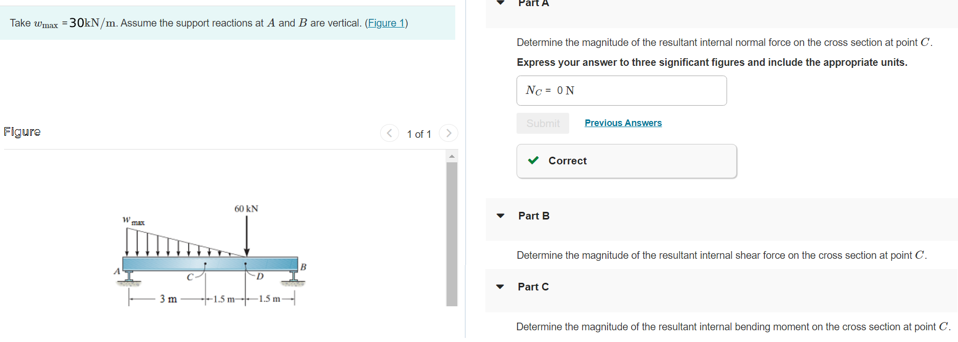 Solved Take Wmax 30kN M Assume The Support Reactions At A Chegg