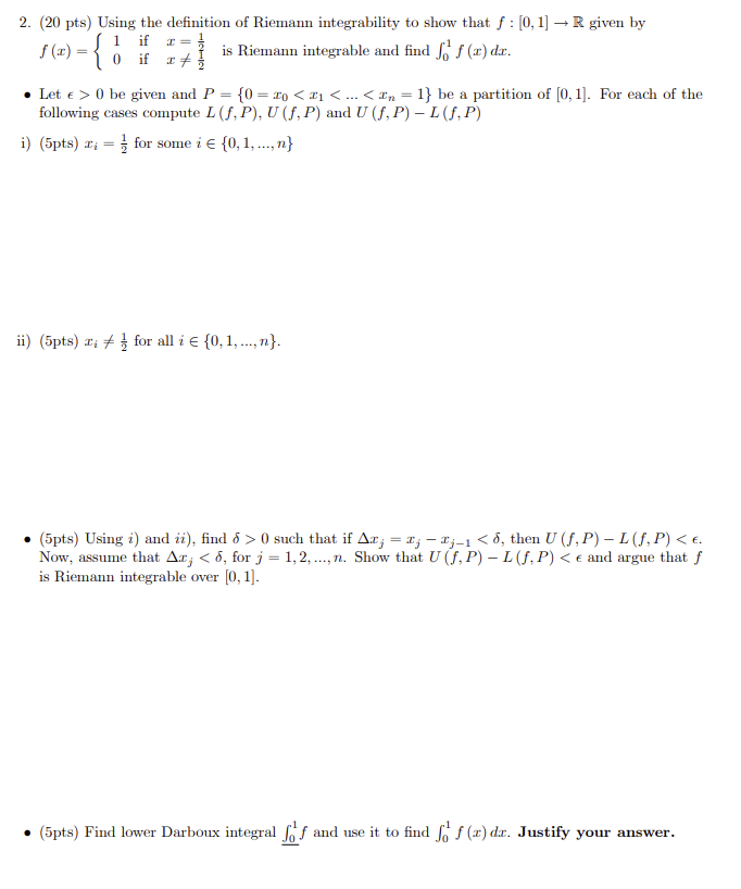 Solved 2 20 Pts Using The Definition Of Riemann Chegg