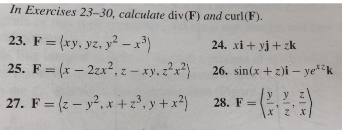 Solved In Exercises Calculate Div F And Curl F Chegg